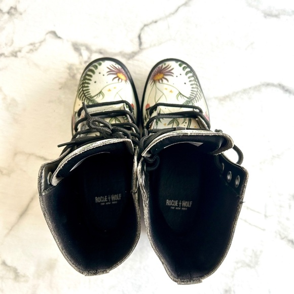 Vegan Leather doc style combat boots floral watercolour design - Picture 11 of 12